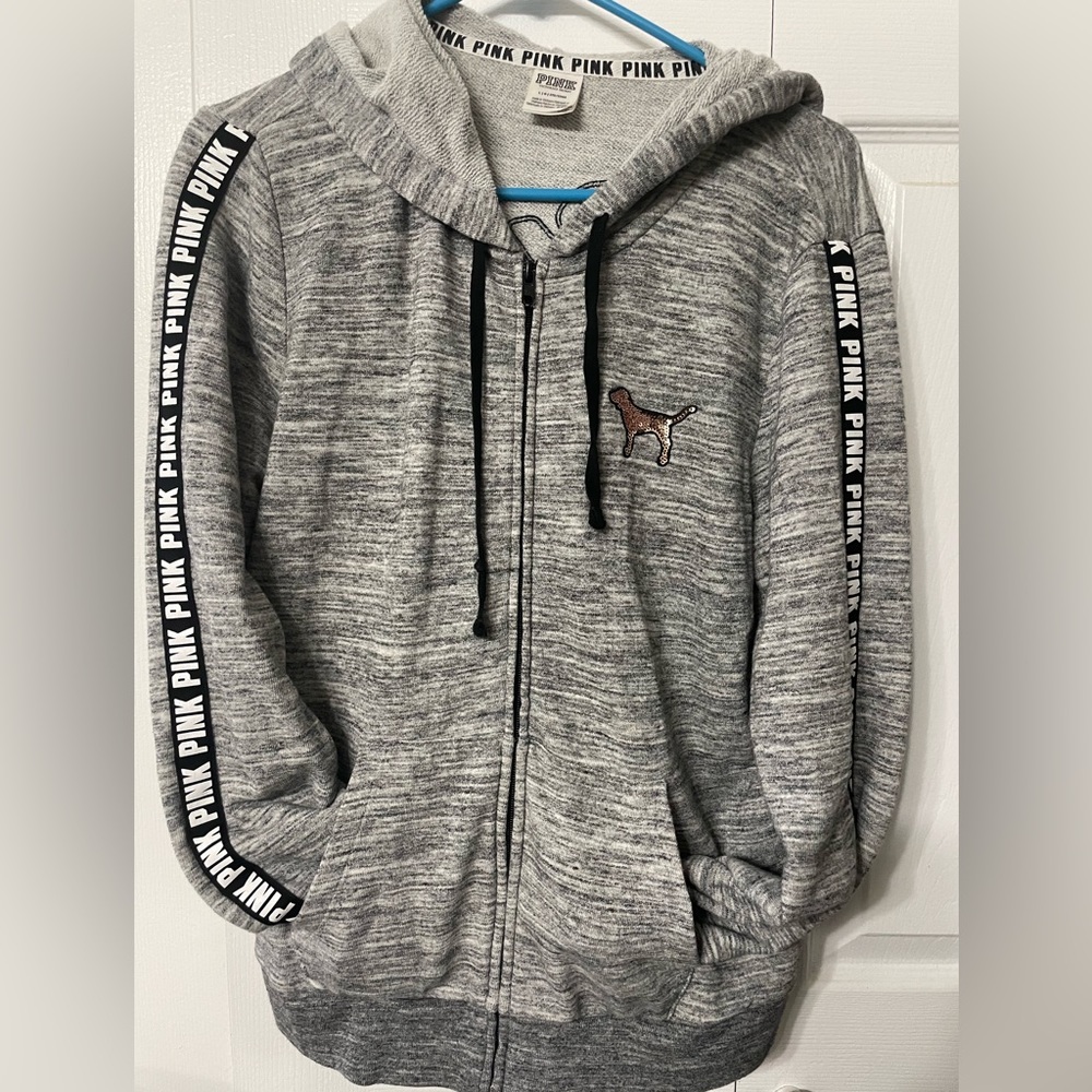 Pink VS zip up hoodie sweater